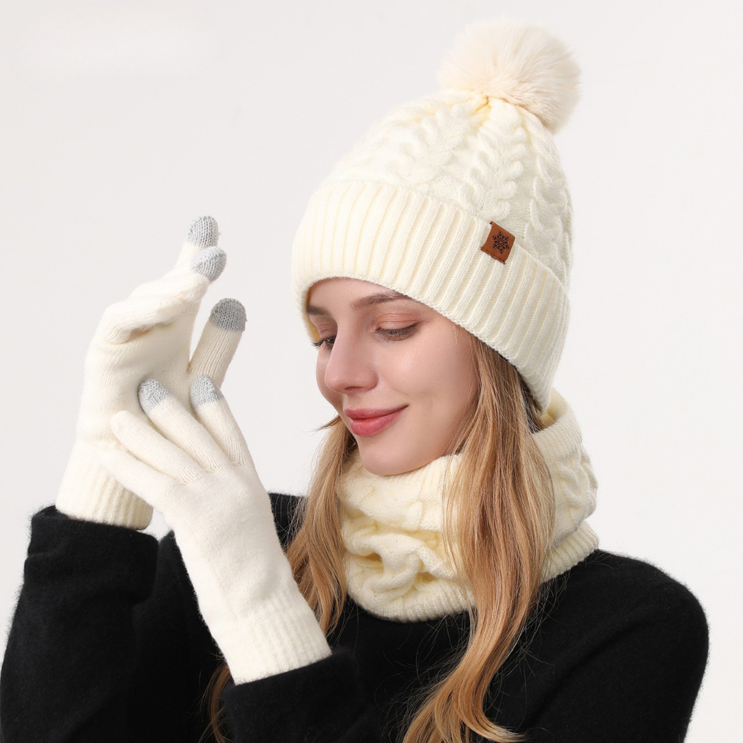 3-Piece Winter Knit Set | Beanie, Scarf & Gloves
