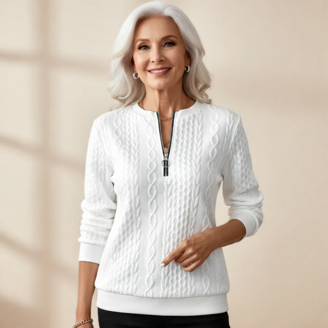 Emma | Women zip-up cable knit sweater