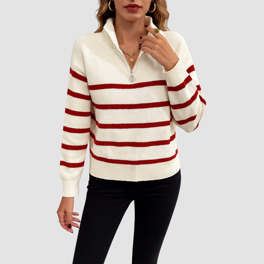 Emma | Women Classic Stripe Half-Zip