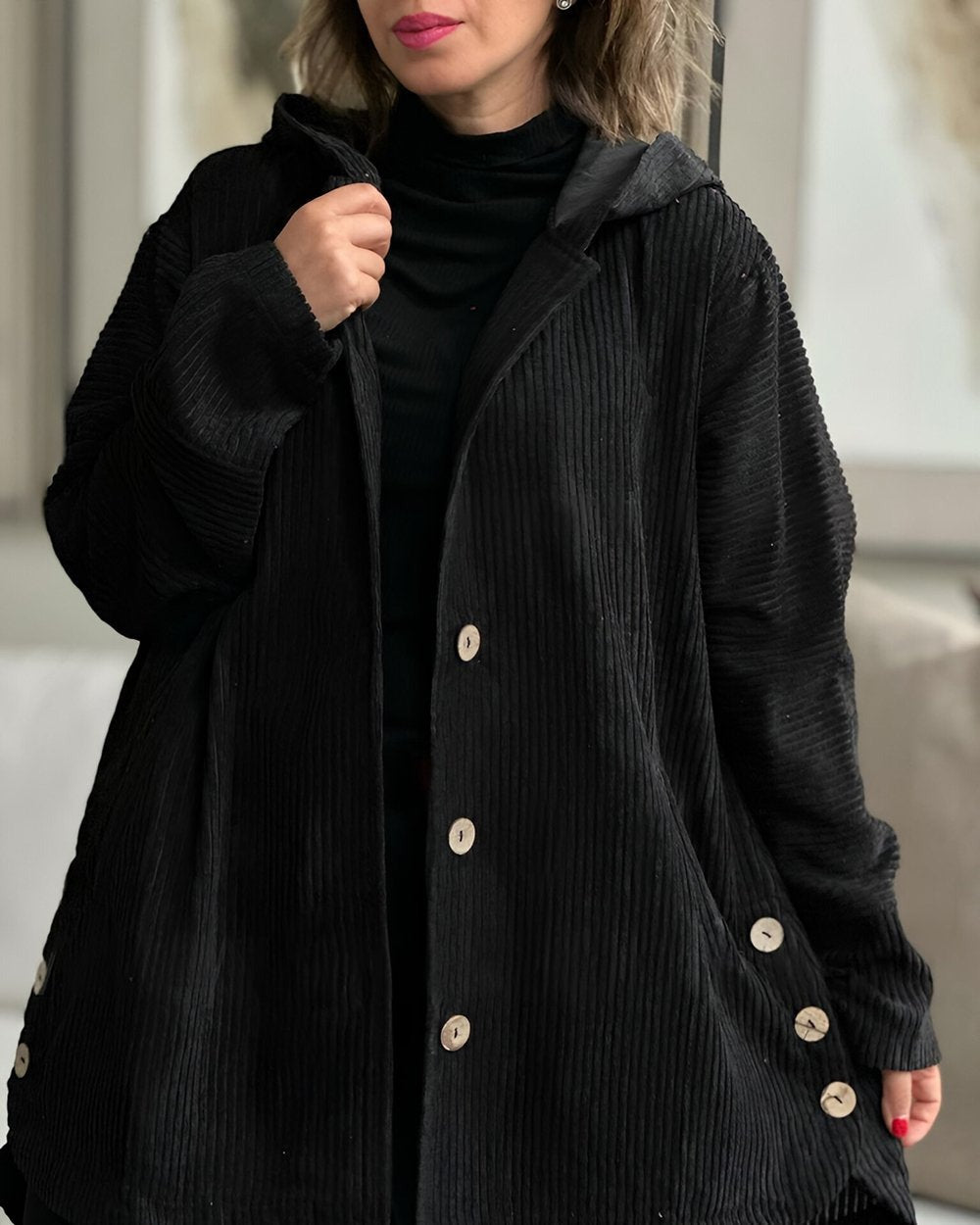 Emma™ - Cozy Corduroy Hooded Jacket