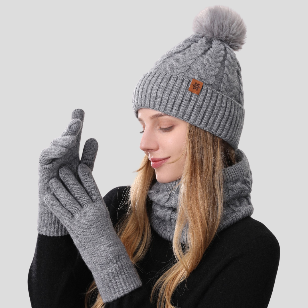 3-Piece Winter Knit Set | Beanie, Scarf & Gloves