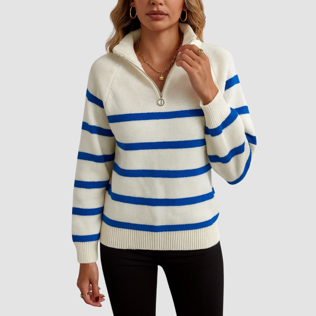 Emma | Women Classic Stripe Half-Zip