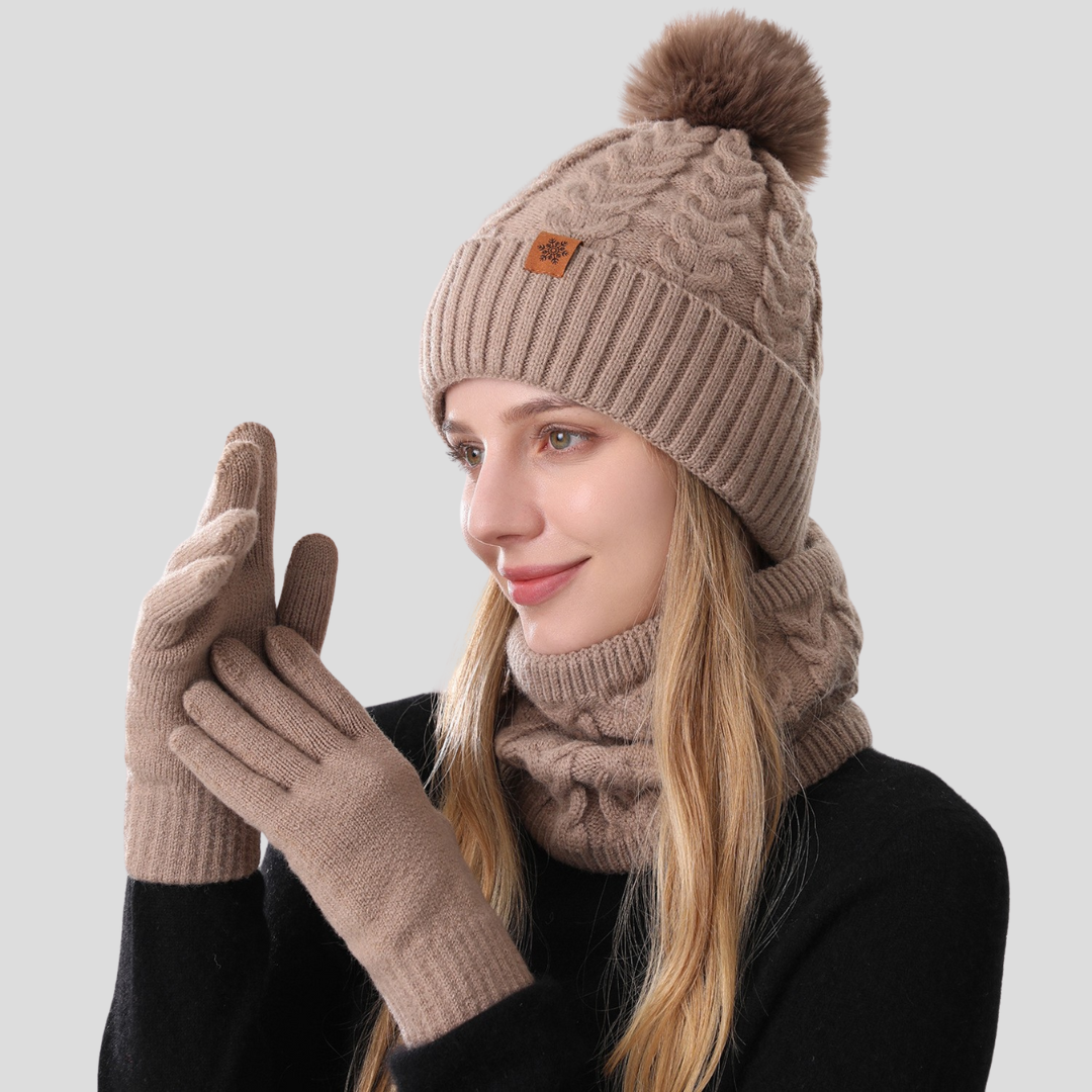 3-Piece Winter Knit Set | Beanie, Scarf & Gloves