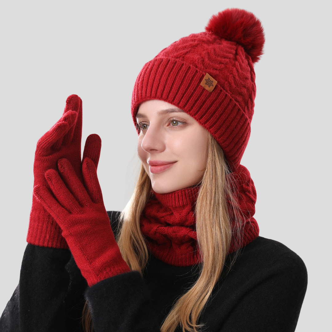 3-Piece Winter Knit Set | Beanie, Scarf & Gloves