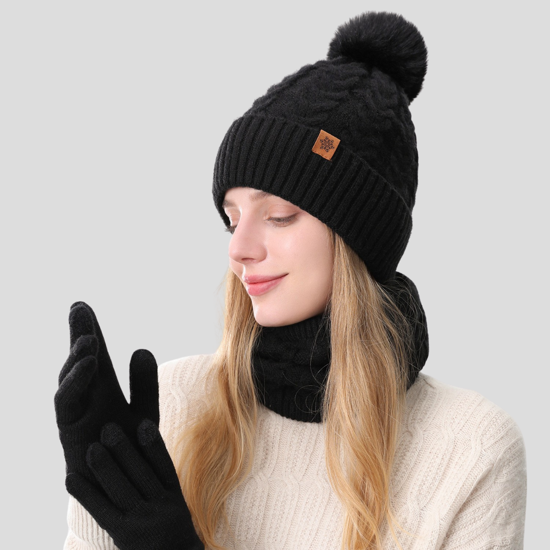 3-Piece Winter Knit Set  | Beanie, Scarf & Gloves