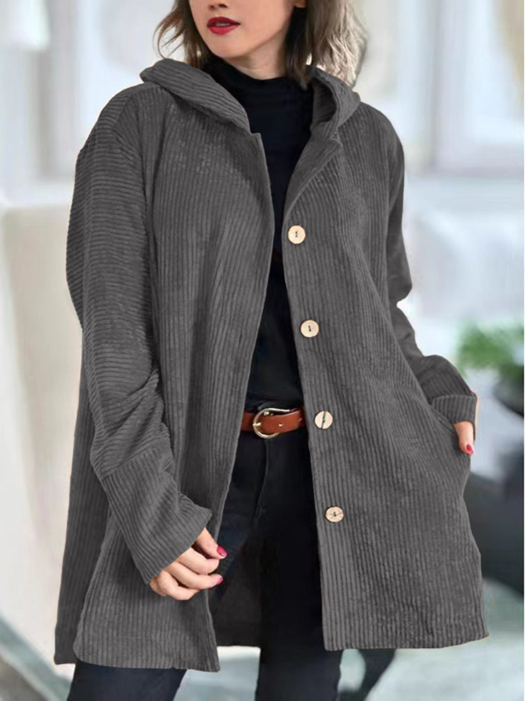 Emma™ - Cozy Corduroy Hooded Jacket