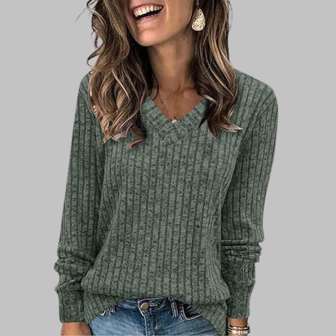 Emma – Timeless V-Neck Long Sleeve Top