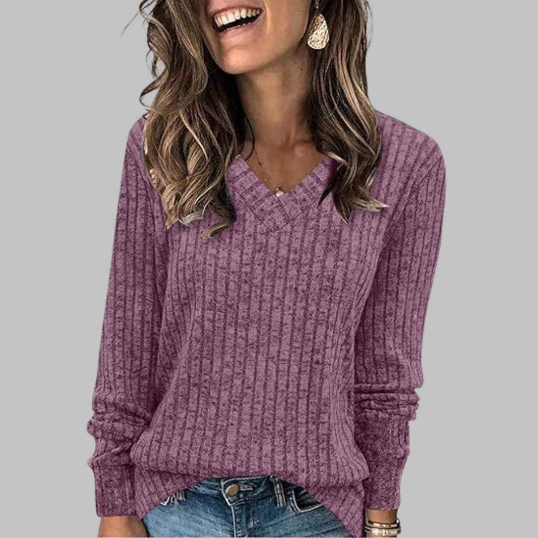 Emma – Timeless V-Neck Long Sleeve Top